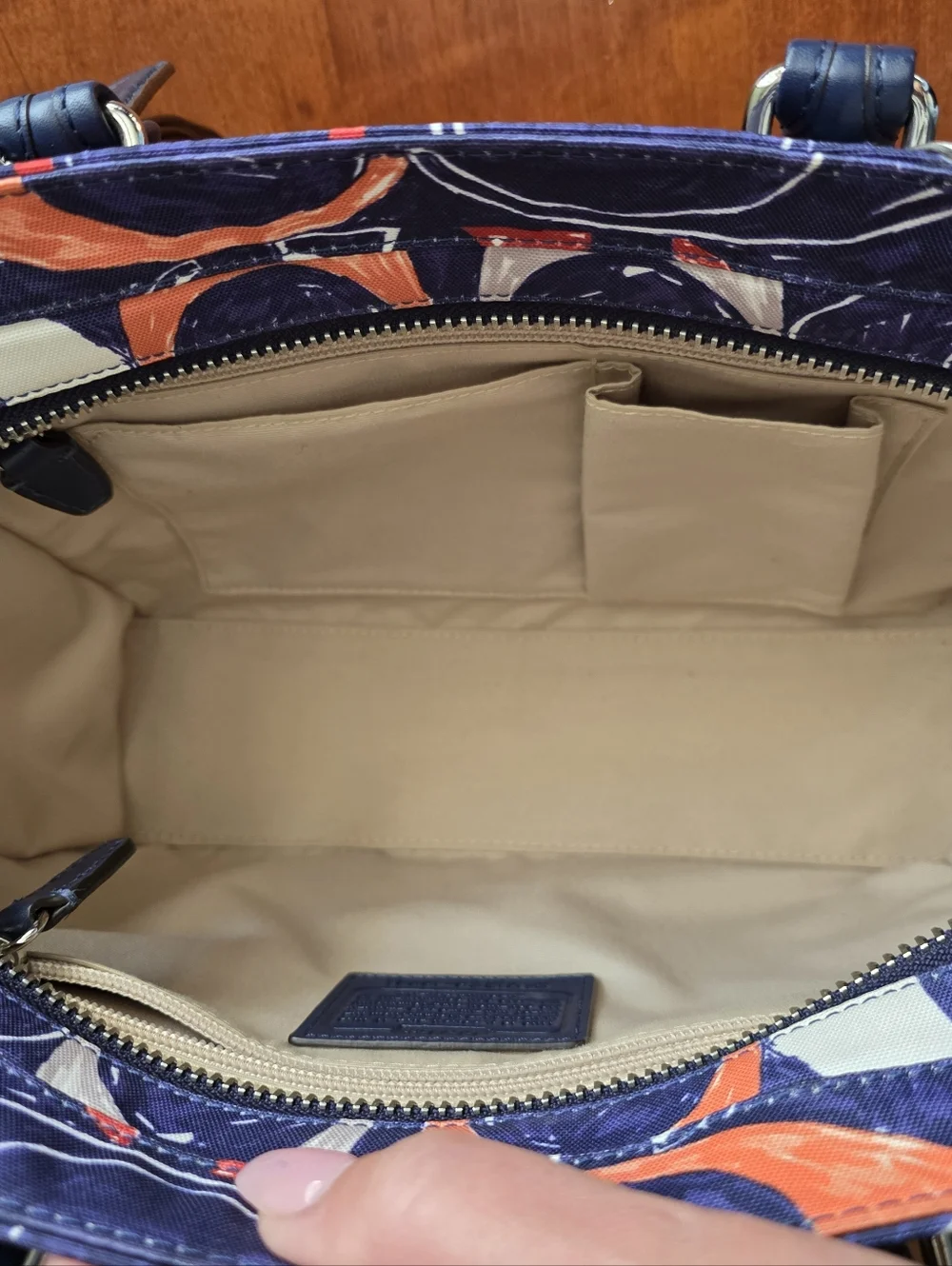 Coach Candace 19951 Legacy Navy Multicolor Leather Carryall Satchel Bag